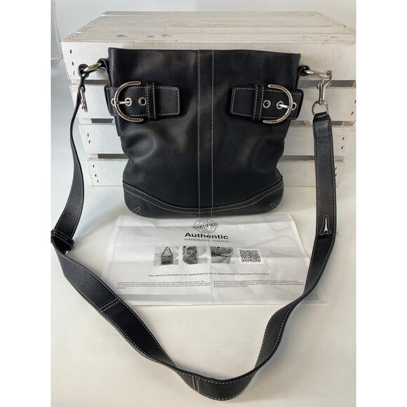 COACH 1452 SMALL SMOOTH LEATHER BLACK CROSSBODY BAG - Picture 1 of 16